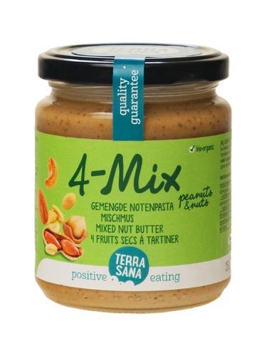 Terrasana 4 Mix gemengde notenpasta met pinda's bio 250g Broodbeleg Webshop