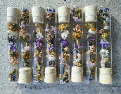 Glazen buisje met droogbloemen Verse bloemen, droogbloemen & vaasjes Webshop